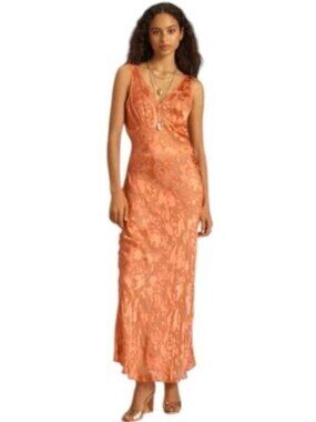 Rolla's Anthropologie Eliza Peach Sheer Midi/Maxi Dress